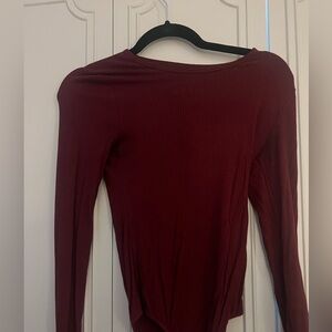Hollister Red Fitted Long Sleeve Bodysuit